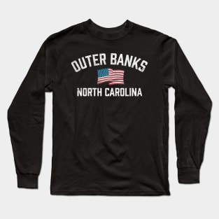 Outer Banks OBX - North Carolina - American Flag Long Sleeve T-Shirt